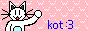 An 88x31 website button with Meowby waving at you, followed by the text "kot :3".