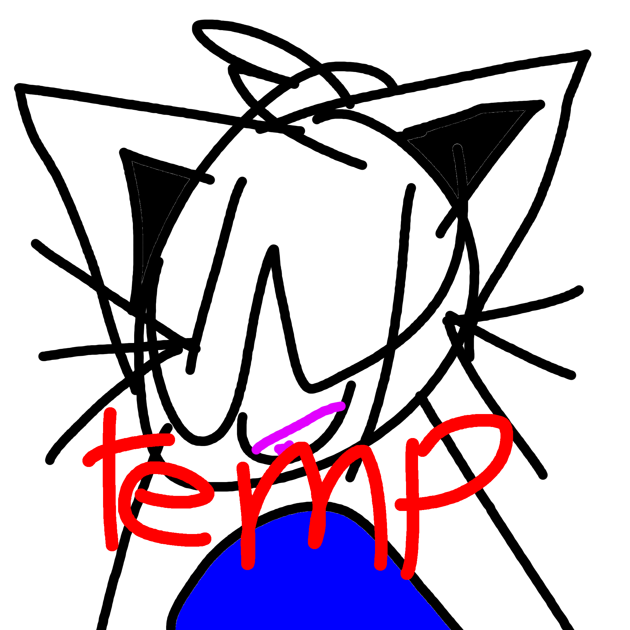 A cropped top view of Meowby, Kot's Fursona, greeting you.